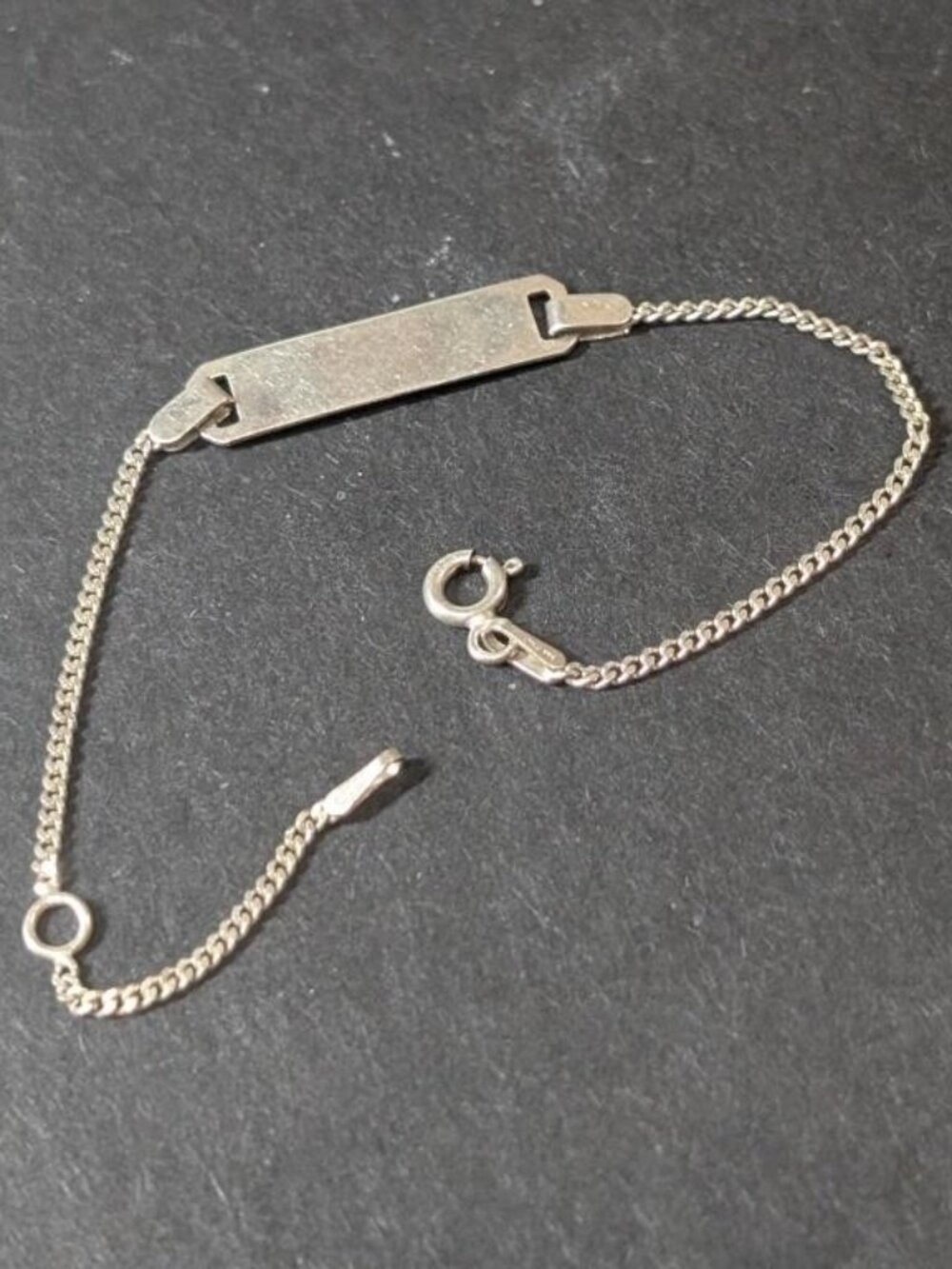 .925 Sterling Silver Dainty Delicate ID Bracelet Polished Name Plate Unisex